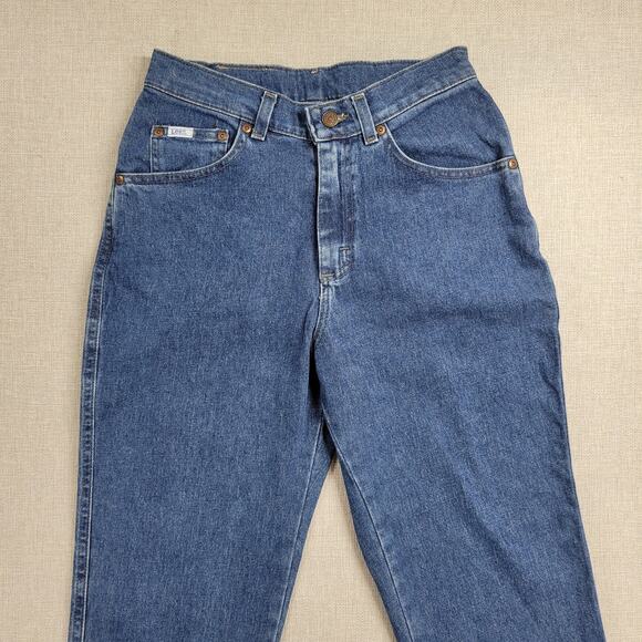 Lee Womens Jeans 10P Denim Blue Slim Fit Low Rise Tapered Leg Stretch Button NEW - Picture 10 of 12